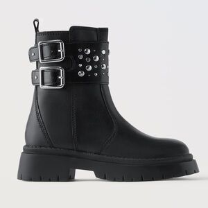 Zara Girls Leather Combat Boots